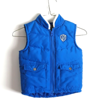 Childrens Boys Blue Puffy Vests 4T Zipper Front Snap Pockets - $9.50