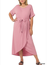 Zenana 3X Soft Stretch Jersey Belted Raglan Short Sleeve Tulip Long Dres... - £14.89 GBP