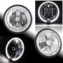 7&quot; White LED Halo Crystal Clear Angel Eye 9007 HB5 H4 Halogen Headlight ... - £89.92 GBP