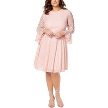 City Studios Womens Bell Sleeve Lace Dress Color Blush Rose Size 14 - £36.34 GBP