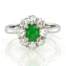 Real 1.38ct Natural Green Emerald Engagement Ring Oval Cut 18K Gold G VS2 - £1,320.96 GBP