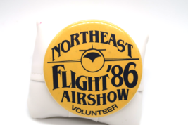 Vtg Northeast Flight Airshow &#39;86 Pin Volunteer Button Souvenir Flight Ai... - $15.00