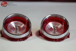 1965 Chevy Impala Back Up Tail Light Lamp Lenses Chrome Trim Ring Center... - $44.43