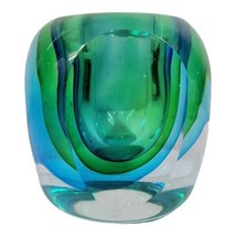 Flavio Poli Italian Sommerso Murano Glass candle holder Vase Mcm vtg solid  - $242.49