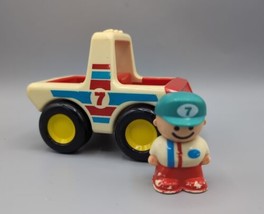 Vintage 1987 Tonka Bandai white Red #7 race car truck With Driver Little People  - £11.43 GBP