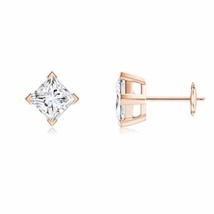 ANGARA Princess-Cut Lab-Grown Diamond Stud Earrings in 14K Gold (5.1mm, 1.5 Ct) - £1,161.68 GBP