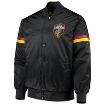 NBA Cleveland Cavaliers Black Satin Bomber Letterman Baseball Varsity Jacket - £108.06 GBP