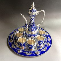 8pc,Beautiful Old World Charm Tibetan Silver / Blue Creative Wine Set,  ! - £197.70 GBP