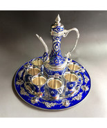 8pc,Beautiful Old World Charm Tibetan Silver / Blue Creative Wine Set,  ! - $341.91 CAD