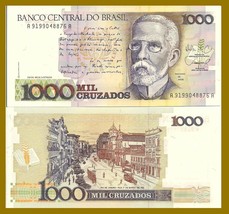 Brazil P213b, 100 Cruzados, Joaquim de Assis /  old Rio de Janeiro UNC 1988 - £1.32 GBP