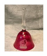 Vintage Mickey Mouse Etched Cranberry Glass Decorative Bell - $20.31 CAD