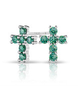 GIGAJEWE Moissanite Natural Green Cross Shaped Earring S925 Silver Stud ... - $70.89