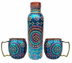 Rastogi Handicrafts Handmade Copper Outer Hand Painted Art Work turquois... - £53.98 GBP