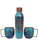Rastogi Handicrafts Handmade Copper Outer Hand Painted Art Work turquois... - $94.01 CAD