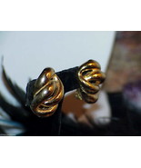 Vintage Napier Couture WIde Bow Knot Karat Goldtone Post 1.25&quot;  Earrings - $19.79