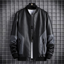 Men&#39;s  Leather Jacket Slim Motorcycle Jacket Leather Jacket Fashion Tren... - £69.82 GBP