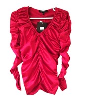 Nwt Marc New York Andrew Marc silk red long sleeve Blouse top  M - £46.98 GBP