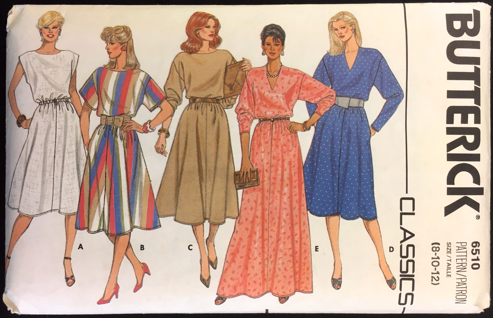 Primary image for 1980s Part Cut Size 8-12 Pullover Dress Butterick 6510 Vintage Sewing Pattern 