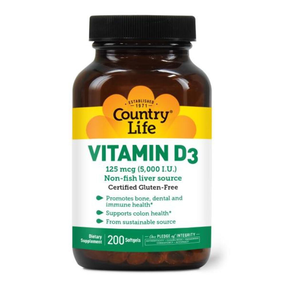 4/28 Country Life Vitamin D3 5000 IU for Immune and Bone Health, Calcium... - $18.07