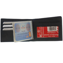 Mens Leather Wallet &amp; Credit Card Holder Black #1160 FREE SHIP ID Window - $9.89
