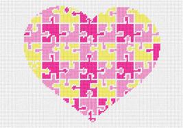 Pepita Needlepoint kit: Pink Yellow Heart Puzzle, 10&quot; x 7&quot; - £39.82 GBP+