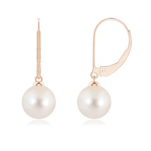 ANGARA 8mm Freshwater Pearl Earrings with Leverback in 14K Solid Gold - £304.46 GBP