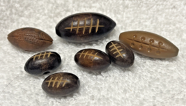 7 Vintage Wood &amp; Plastic Football Buttons Toggled 3/4-1 1/4 Inches - $18.32