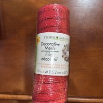 Floral Garden Red  Decorative Mesh 6&quot;x5yd-BRAND NEW - $10.16