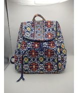 VERA BRADLEY Sun Valley Quilted Backpack Blue Orange School Bag Retired - $16.62