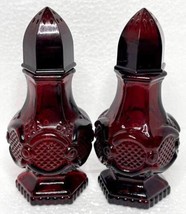 Ruby Red Glass The 1876 Cape Cod Collection Salt &amp; Pepper Shakers Vintag... - £12.44 GBP