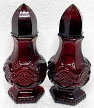 Ruby Red Glass The 1876 Cape Cod Collection Salt &amp; Pepper Shakers Vintag... - £12.63 GBP