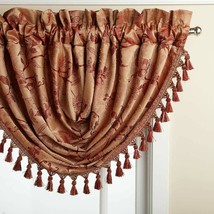 Floral Lustre Waterfall Valance, Brick, 37&quot; length, by Lorraine Home Fashions - £12.65 GBP
