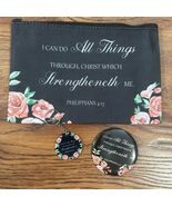 Christian Gifts Includes: Makeup Bag, Bible Verse Mini Mirror and Key Chain - $18.95