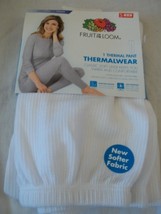 Women&#39;s Fruit Of The Loom Thermal Pants White Small New Spandex Cuffs - $8.98