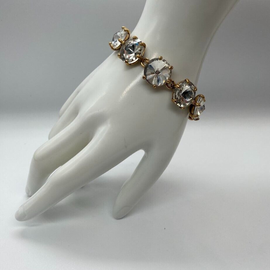 Primary image for Stella Dot Amelie Sparkle Clear Rhinestone Bracelet Matte Gold Tone Prong Set