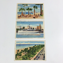 1937 Bathing at St. Petersburg Lummus Beach Yacht on Miami Hotel Row Linen cards - £9.13 GBP