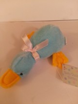 Burton + Burton Blue Baby Duckie Rattle Plush Toy Apprix 6&quot; Long Mint With Tags - £9.40 GBP
