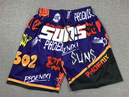 Phoenix Suns Classic Purple Mesh Shorts Two Back Pockets Hidden Zipper - $31.20