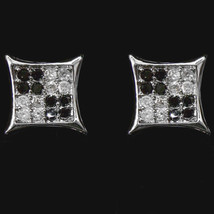 14K Oro Bianco Sopra Nero Diamanti Finti a Pavé Kite Orecchini a Lobo a ... - £74.06 GBP