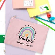 Rainbow Teacher Print Pencil Case Personalized  Custom Name Stationery Supplies  - £12.68 GBP