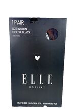Elle Hosiery Silky Sheer Control Top Size Queen Black 160-190 Lbs Holida... - $8.00