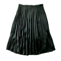 NWT J.Crew Pleated Midi in Black Satin A-line Flare Skirt 0 $98 - $71.28