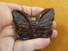 (Y-BUT-716) red Jasper BUTTERFLY figurine gemstone carving love butterflies - $17.53