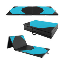 10 Feet x 4 Feet x 2 Inch Folding Exercise Mat with Hook and Loop Fasteners-Navy - €152,24 EUR