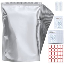 15 Pack 5 Gallon Mylar Bags With Oxygen Absorbers - 10.5 Mil Mylar Bags ... - $51.99
