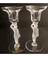 Vintage Bayel Bacchante Candle Holders Frosted Nude Stem Set of 2 - £84.47 GBP