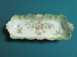 L S &amp; S Limoges France ANTIQUE tray molded and ruffled borders WILD FLOWERS [58] - £97.31 GBP