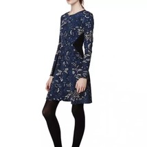 Thakoon for Design Nation Dress A Line Long Sleeve Floral Blue Black 6 - $19.24