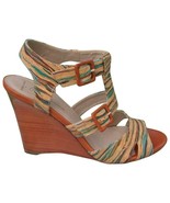 Donald Pliner Couture Hand Painted Cork Wedge Shoe New Strappy Signature... - $138.25