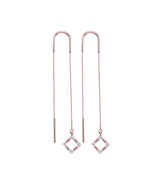 10k Rose Gold Womens Diamond Diagonal Square Dangle Threader Earrings 1/... - €205,54 EUR
